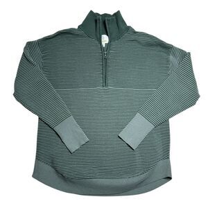 Aerie Offline Womens Ribbed Quarter Zip Pullover Sweater Size S Green Thumbholes